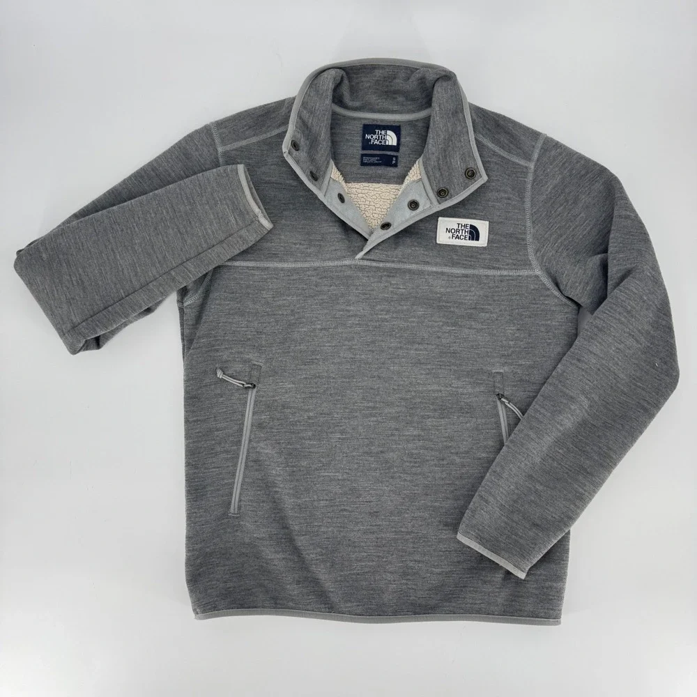 The North Face Men Gordon Lyons Quarter Snap Fleece Pullover Grey Small NF0A33R5